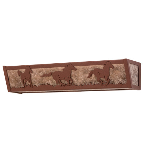 Meyda Tiffany Running Horses 99070 Bath Vanity Light 24 in. wide - Rust