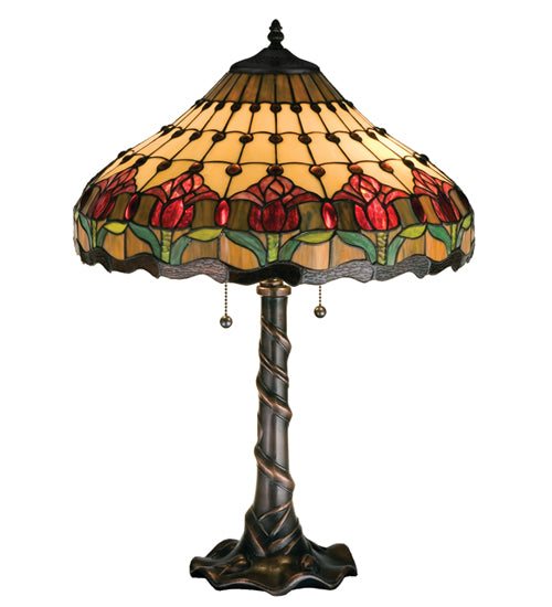 Meyda Tiffany Lighting 99270 Colonial Tulip Table Lamp Lamp Bronze / Dark