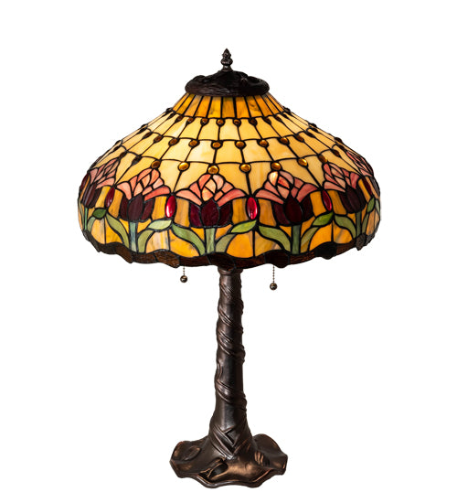 Meyda Tiffany Lighting 99270 Colonial Tulip Table Lamp Lamp Bronze / Dark