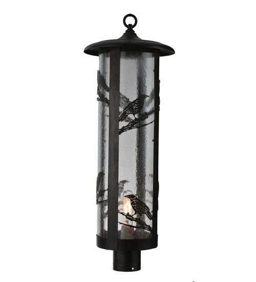 Meyda Tiffany Lighting 99382 Fulton One Light Post Mount Outdoor Black