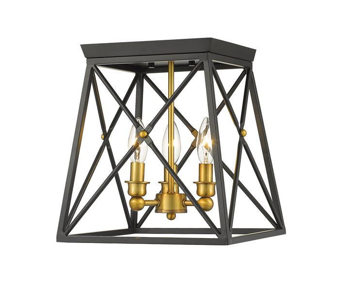 Z-Lite Trestle 447F11-MB-OBR Ceiling Light - Matte Black / Olde Brass