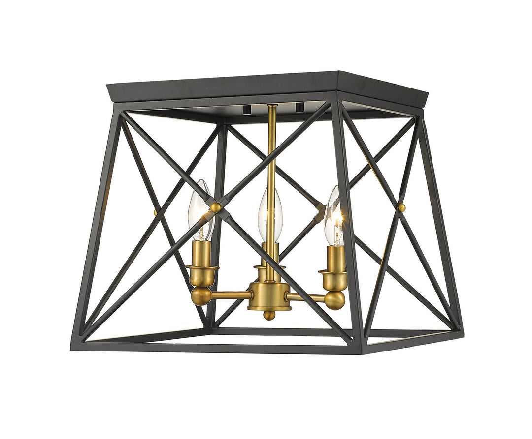 Z-Lite Trestle 447F14-MB-OBR Ceiling Light - Matte Black / Olde Brass
