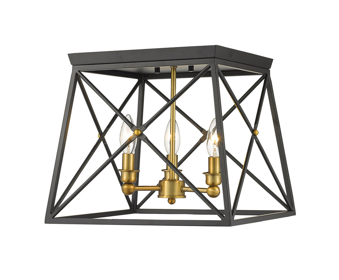 Z-Lite Trestle 447F14-MB-OBR Ceiling Light - Matte Black / Olde Brass