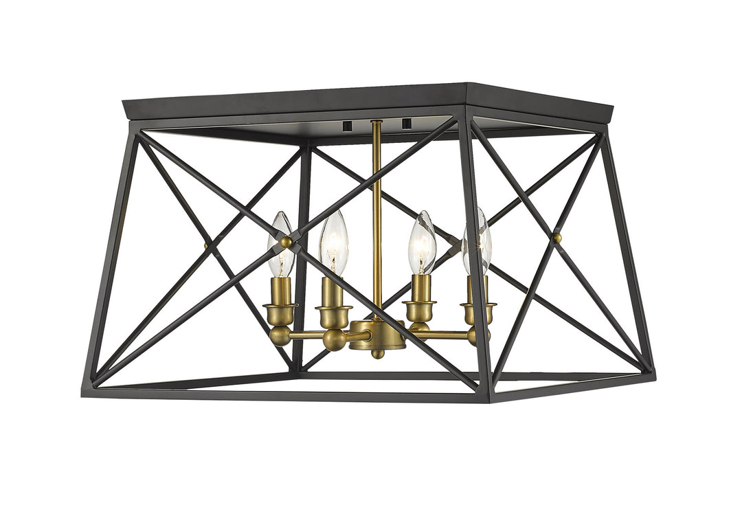 Z-Lite Trestle 447F18-MB-OBR Ceiling Light - Matte Black / Olde Brass
