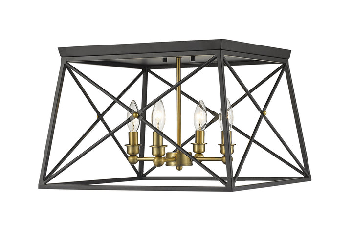 Z-Lite Trestle 447F18-MB-OBR Ceiling Light - Matte Black / Olde Brass