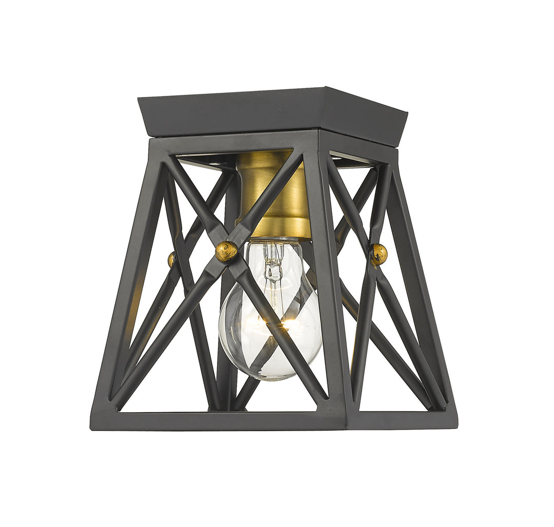 Z-Lite Trestle 447F1-MB-OBR Ceiling Light - Matte Black / Olde Brass