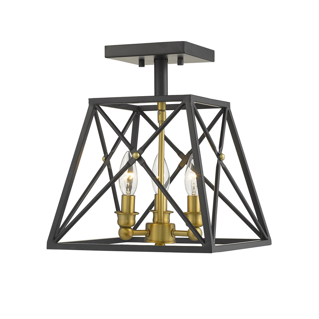 Z-Lite Trestle 447SF-MB-OBR Ceiling Light - Matte Black / Olde Brass