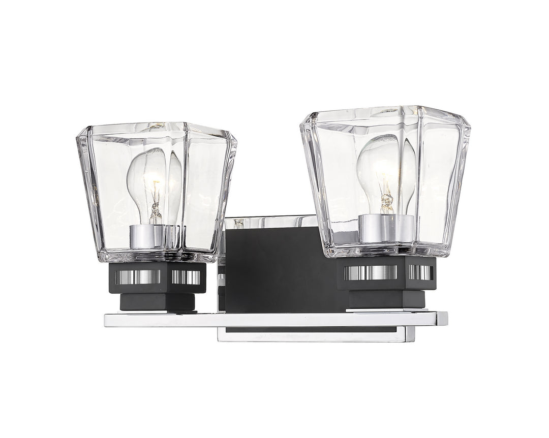 Z-Lite Jackson 474-2V-CH-MB Bath Vanity Light 15 in. wide - Chrome / Matte Black