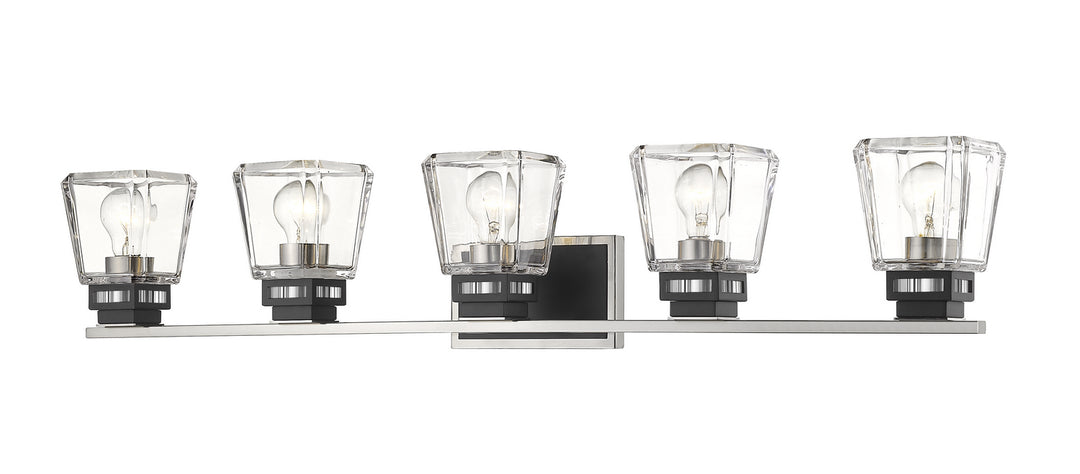 Z-Lite Jackson 474-5V-BN-MB Bath Vanity Light 43 in. wide - Brushed Nickel / Matte Black