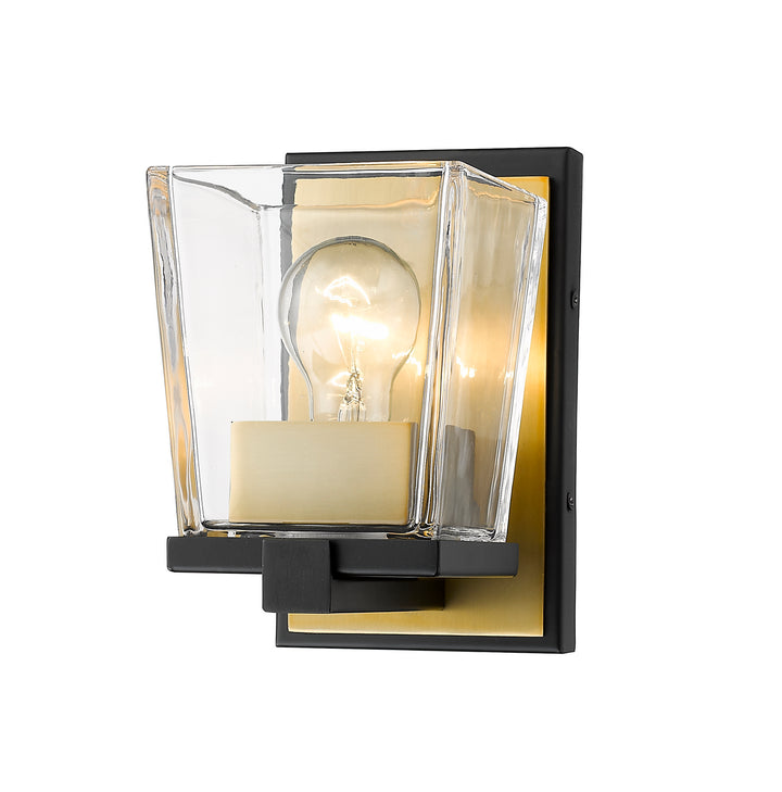 Z-Lite Bleeker Street 475-1S-MB-OBR Wall Sconce Light - Matte Black / Olde Brass