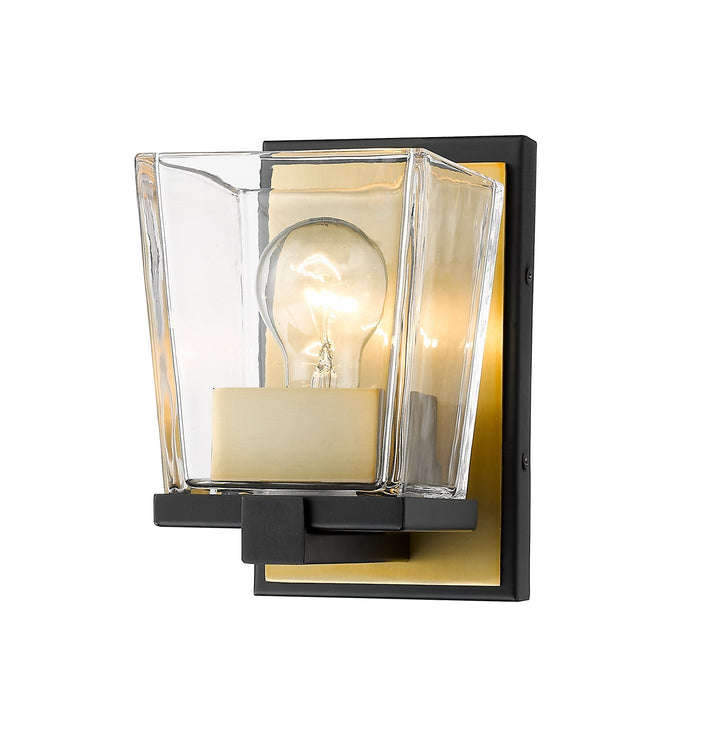 Z-Lite Bleeker Street 475-1S-MB-OBR Wall Sconce Light - Matte Black / Olde Brass