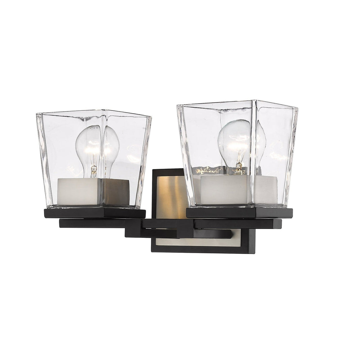 Z-Lite Bleeker Street 475-2V-MB-BN Bath Vanity Light 14 in. wide - Matte Black / Brushed Nickel