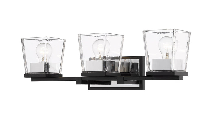 Z-Lite Bleeker Street 475-3V-MB-CH Bath Vanity Light 25 in. wide - Matte Black / Chrome