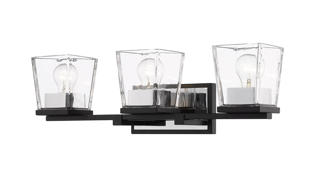 Z-Lite Bleeker Street 475-3V-MB-CH Bath Vanity Light 25 in. wide - Matte Black / Chrome