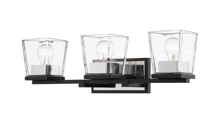 Z-Lite Bleeker Street 475-3V-MB-CH Bath Vanity Light 25 in. wide - Matte Black / Chrome