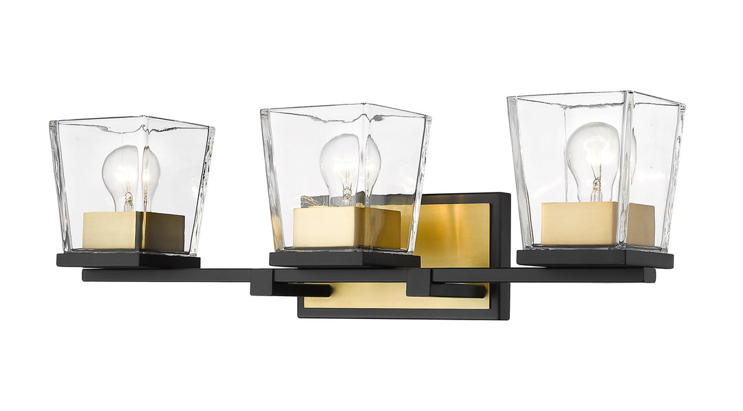 Z-Lite Bleeker Street 475-3V-MB-OBR Bath Vanity Light 25 in. wide - Matte Black / Olde Brass
