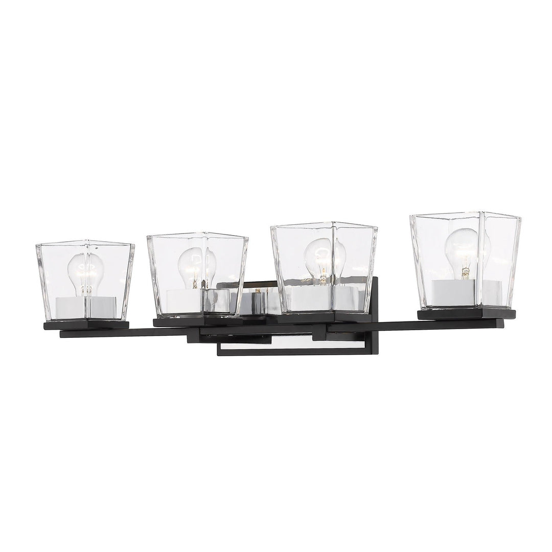 Z-Lite Bleeker Street 475-4V-MB-CH Bath Vanity Light 33 in. wide - Matte Black / Chrome