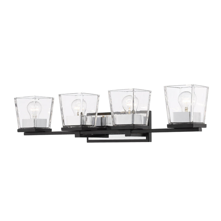 Z-Lite Bleeker Street 475-4V-MB-CH Bath Vanity Light 33 in. wide - Matte Black / Chrome