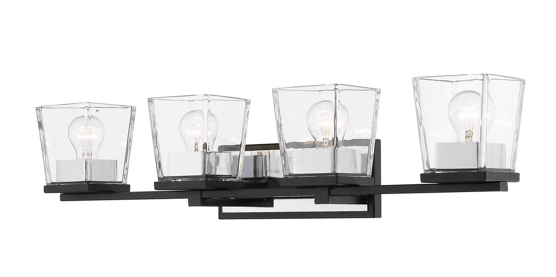 Z-Lite Bleeker Street 475-4V-MB-CH Bath Vanity Light 33 in. wide - Matte Black / Chrome