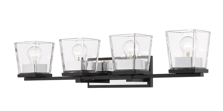 Z-Lite Bleeker Street 475-4V-MB-CH Bath Vanity Light 33 in. wide - Matte Black / Chrome