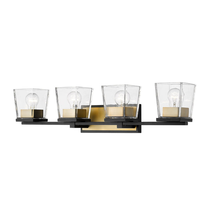 Z-Lite Bleeker Street 475-4V-MB-OBR Bath Vanity Light 33 in. wide - Matte Black / Olde Brass