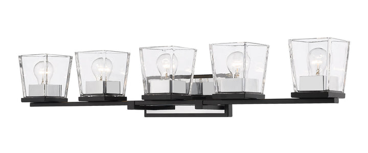 Z-Lite Bleeker Street 475-5V-MB-CH Bath Vanity Light 43 in. wide - Matte Black / Chrome