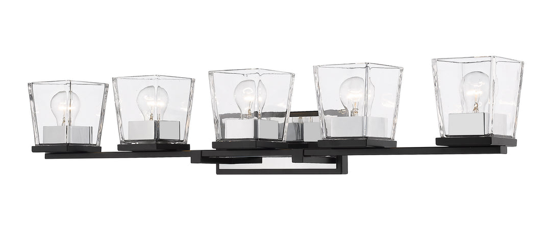 Z-Lite Bleeker Street 475-5V-MB-CH Bath Vanity Light 43 in. wide - Matte Black / Chrome
