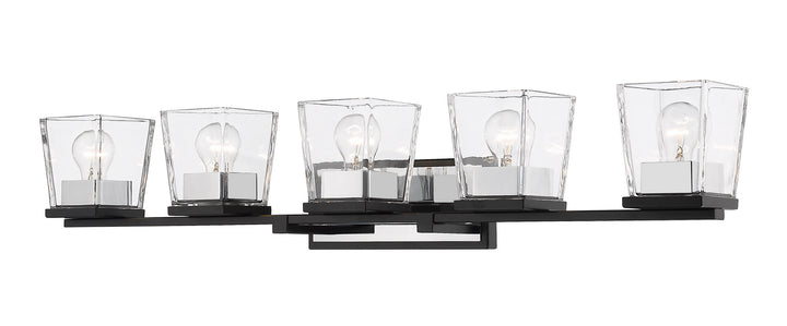Z-Lite Bleeker Street 475-5V-MB-CH Bath Vanity Light 43 in. wide - Matte Black / Chrome