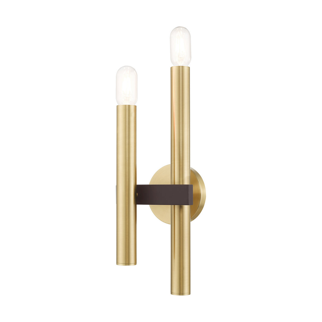 Livex Helsinki 15832-12 Wall Sconce Light - Satin Brass w/ Bronzes