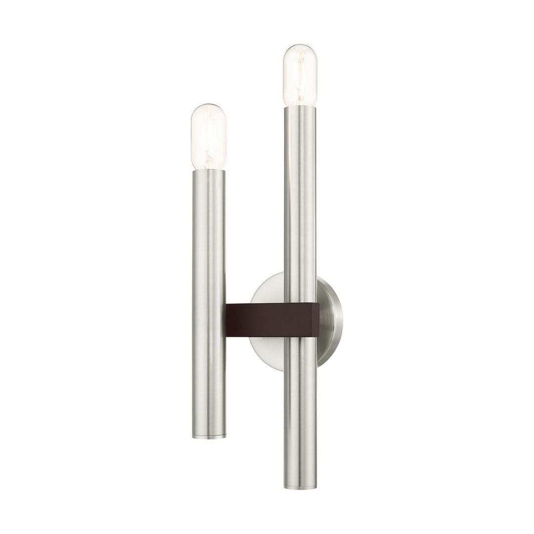 Livex Helsinki 15832-91 Wall Sconce Light - Brushed Nickel w/ Bronzes