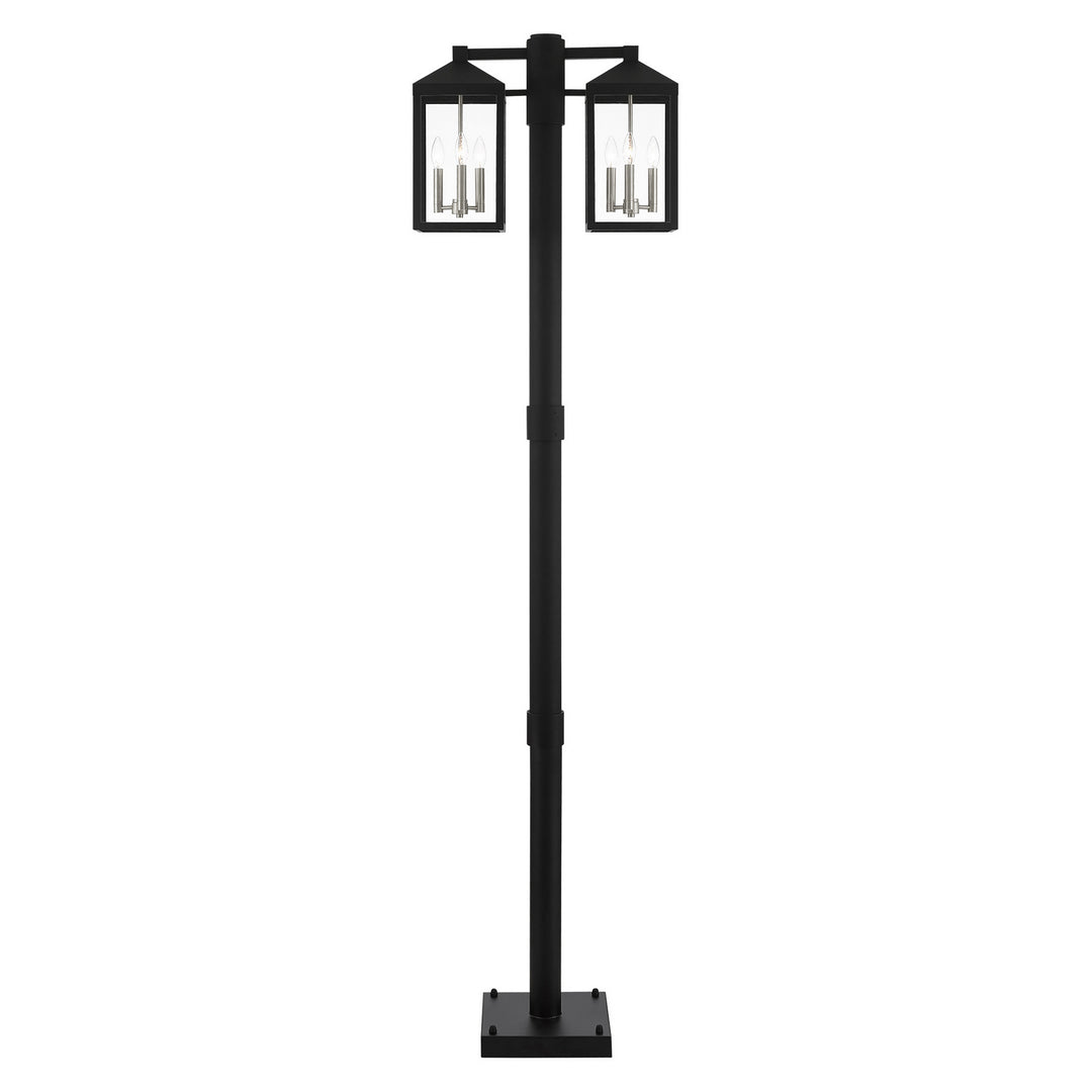 Livex Lighting 20599-04  Nyack Outdoor Black W/ Brushed Nickel Cluster And Stainless Steel Post