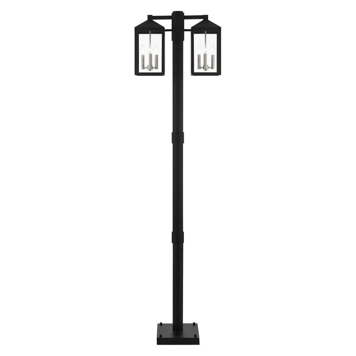 Livex Lighting 20599-04  Nyack Outdoor Black W/ Brushed Nickel Cluster And Stainless Steel Post