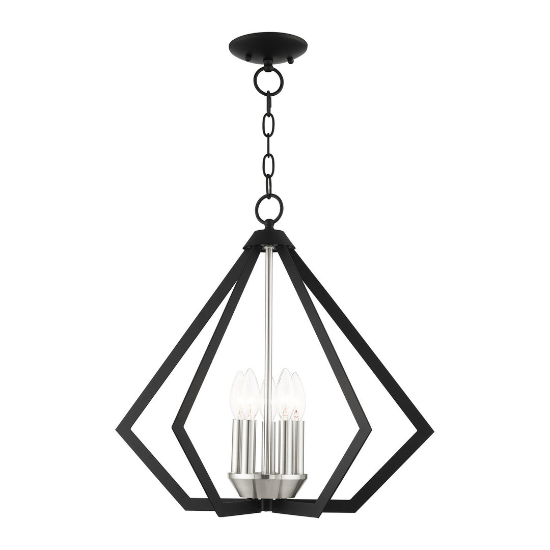 Livex Prism 40925-04 Chandelier Light - Black w/ Brushed Nickel Cluster