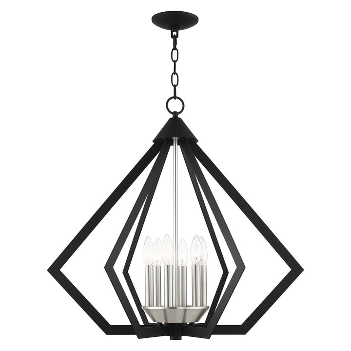 Livex Prism 40926-04 Chandelier Light - Black w/ Brushed Nickel Cluster