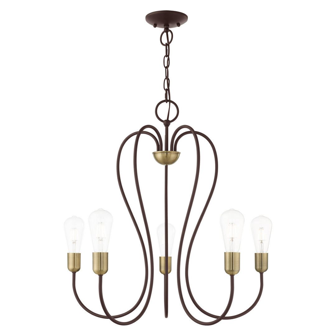 Livex Lucerne 41365-07 Chandelier Light - Bronze w/ Antique Brass