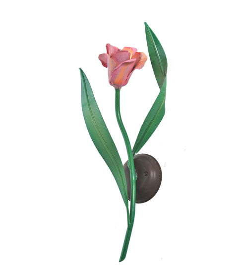 Meyda Tiffany Tulip 99463 Wall Light - Cafe Noir/Green/Peach-Pink