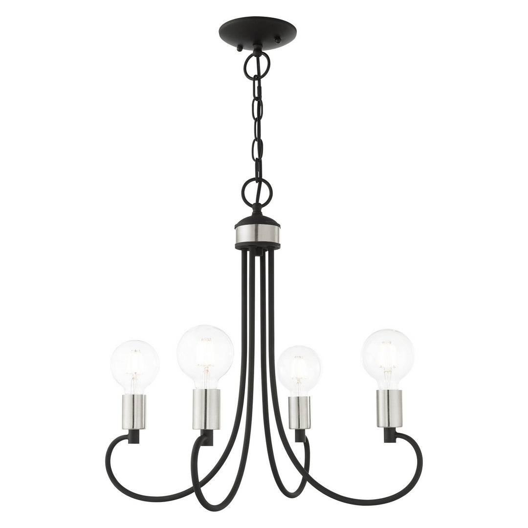 Livex Bari 42924-04 Chandelier Light - Black w/ Brushed Nickels