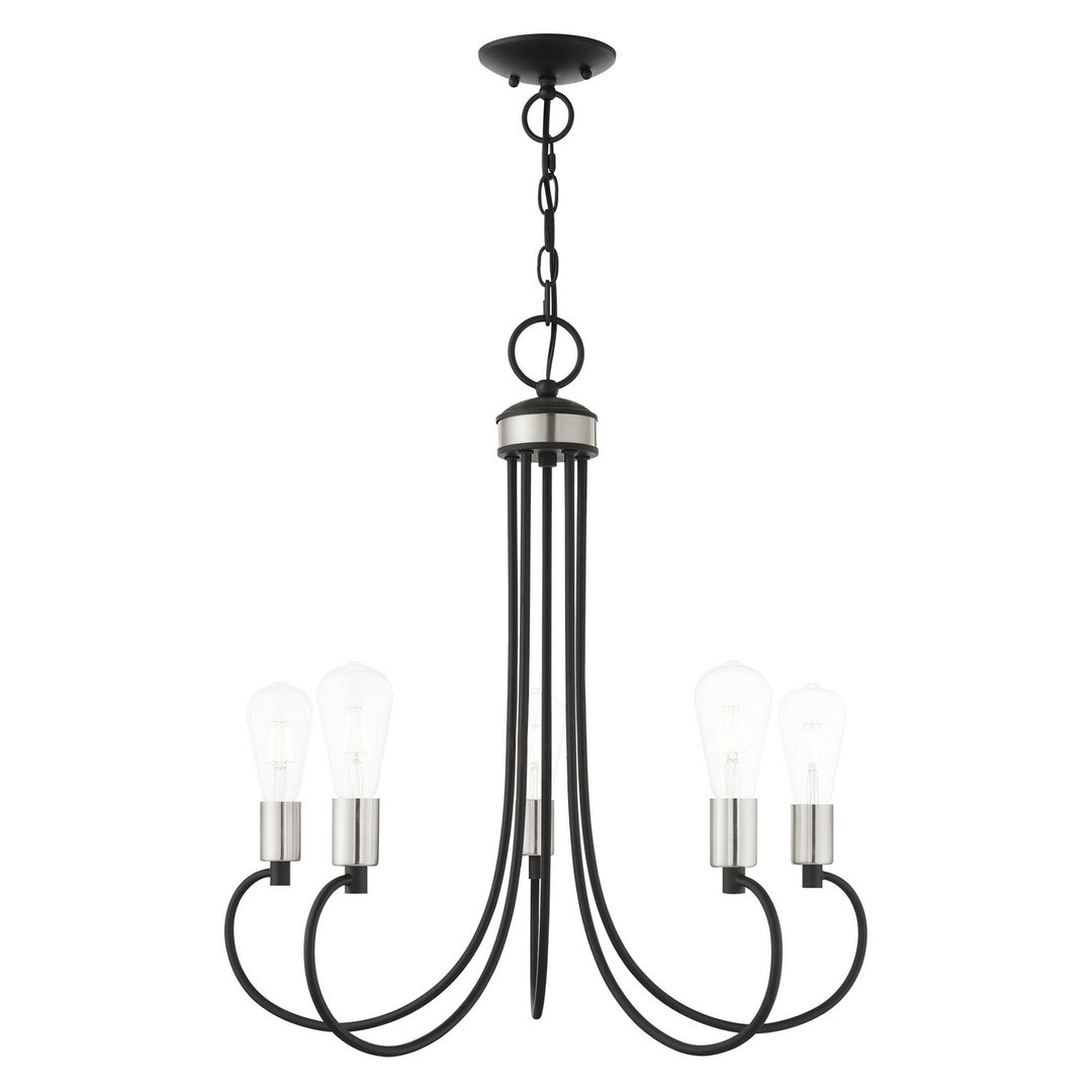 Livex Bari 42925-04 Chandelier Light - Black w/ Brushed Nickels