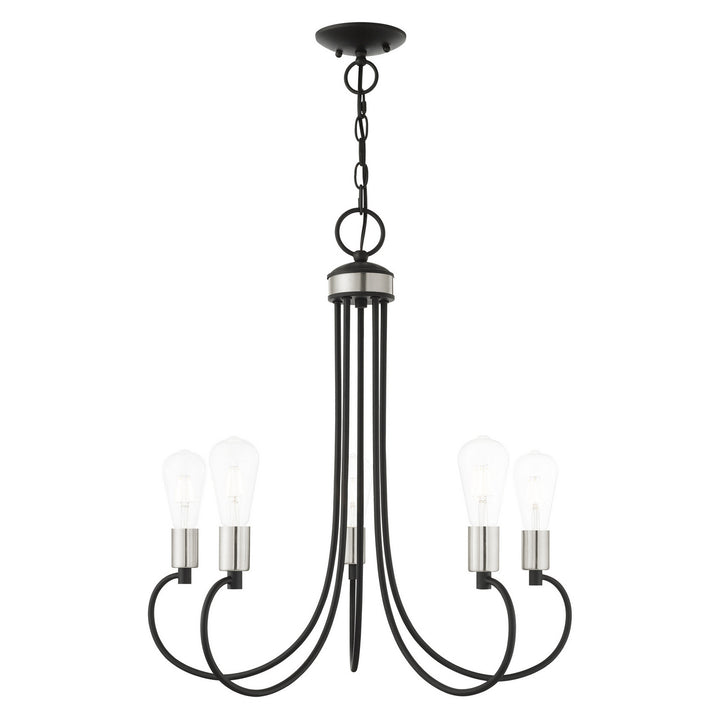 Livex Bari 42925-04 Chandelier Light - Black w/ Brushed Nickels