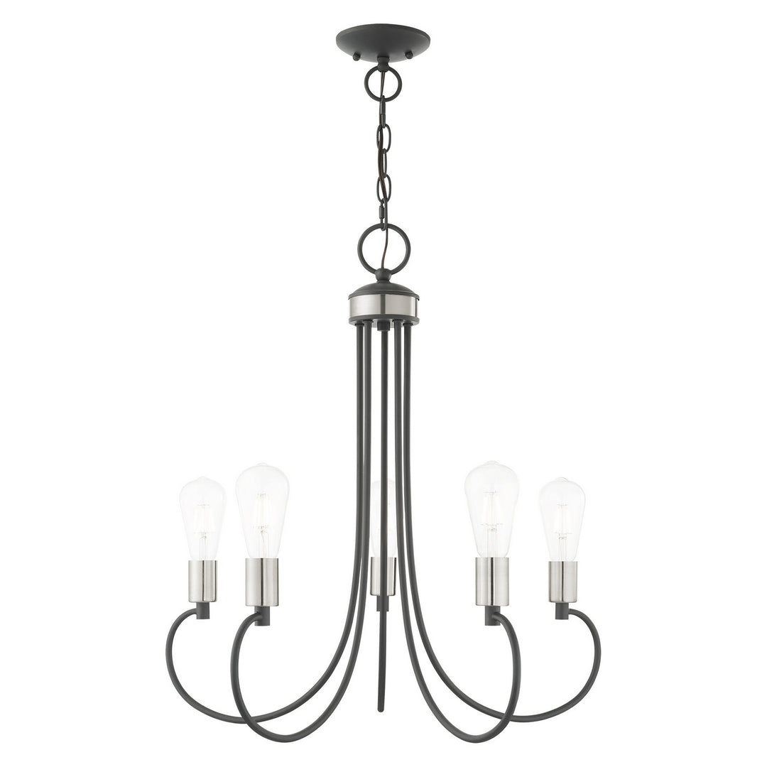 Livex Bari 42925-76 Chandelier Light - Scandinavian Gray w/ Brushed Nickels