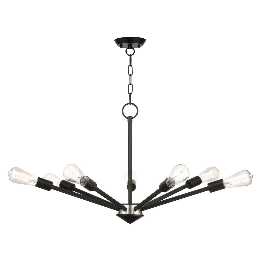 Livex Prague 45837-04 Chandelier Light - Black with Brushed Nickel Accents