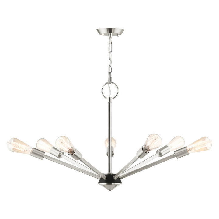 Livex Prague 45837-91 Chandelier Light - Brushed Nickel w/ Black