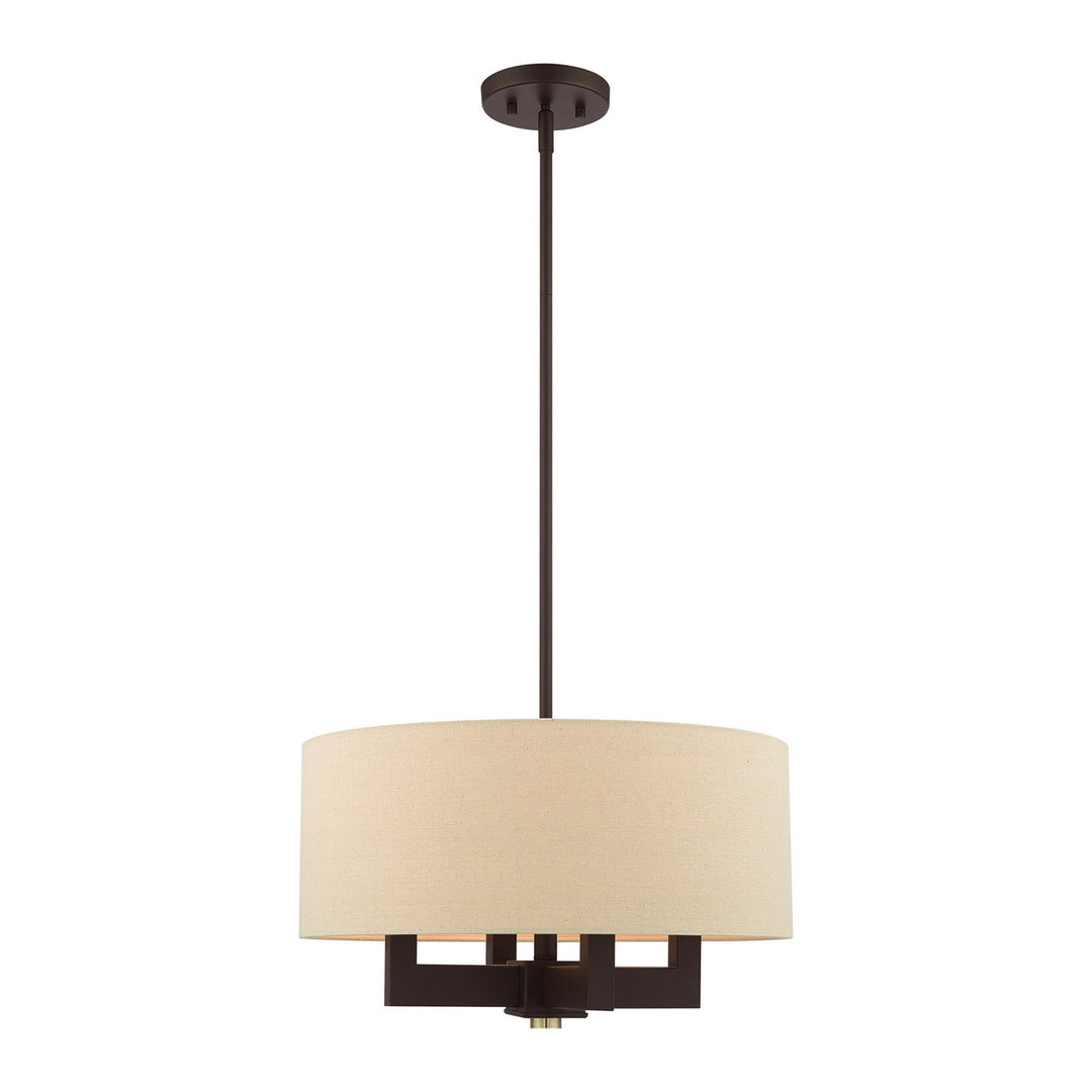 Livex Cresthaven 46164-07 Chandelier Light - Bronze with Antique Brass