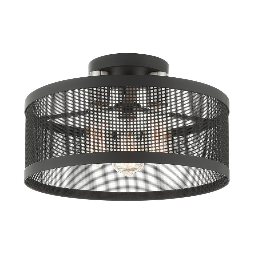 Livex Industro 46218-04 Ceiling Light - Black w/ Brushed Nickels