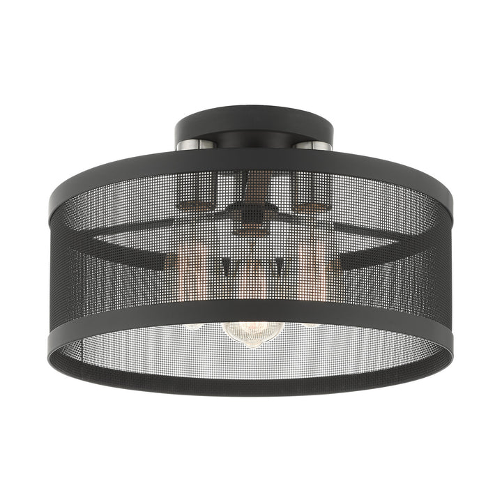 Livex Industro 46218-04 Ceiling Light - Black w/ Brushed Nickels