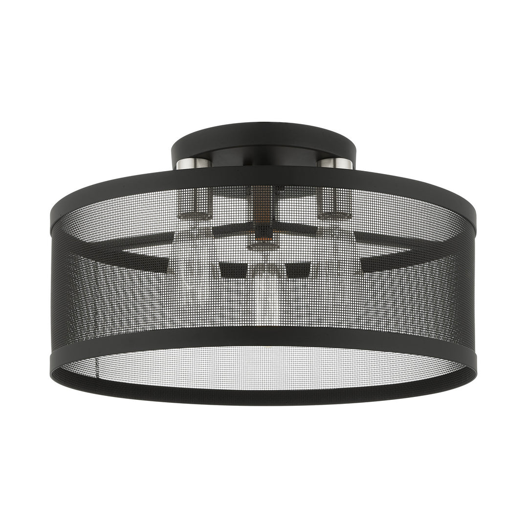 Livex Industro 46219-04 Ceiling Light - Black w/ Brushed Nickels