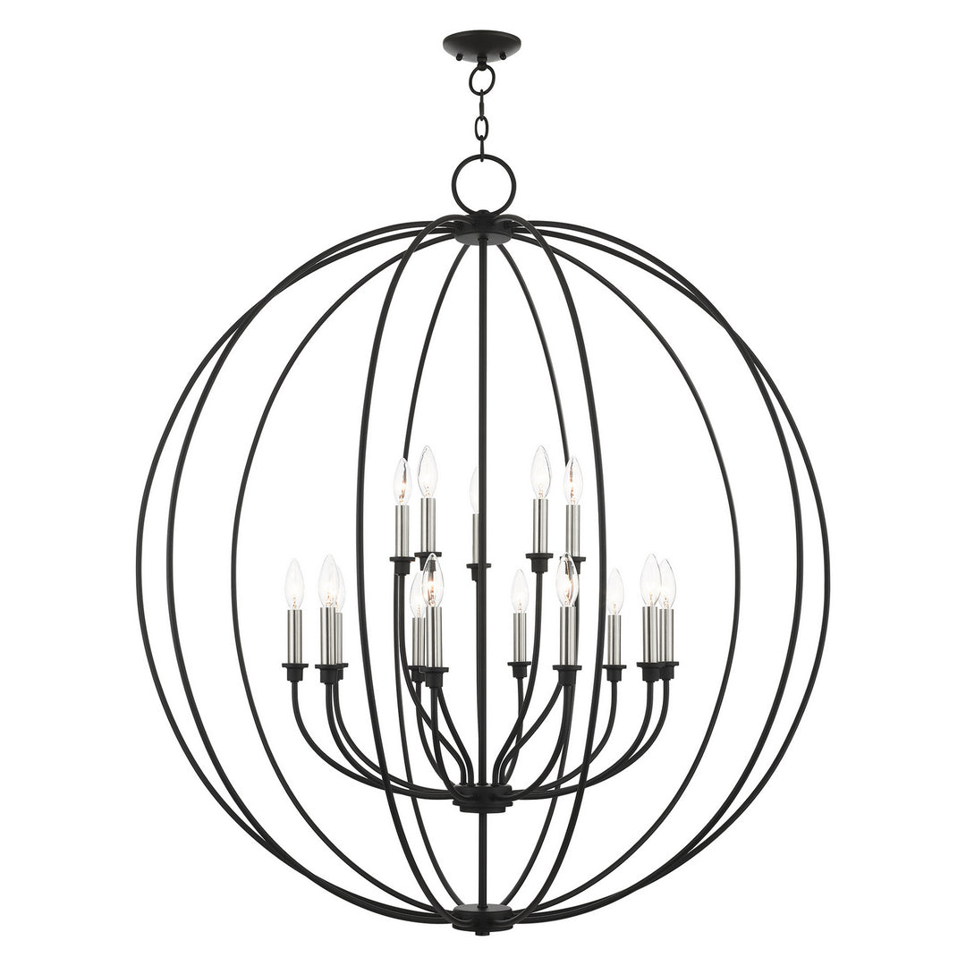 Livex Milania 46690-04 Chandelier Light - Black w/ Brushed Nickels