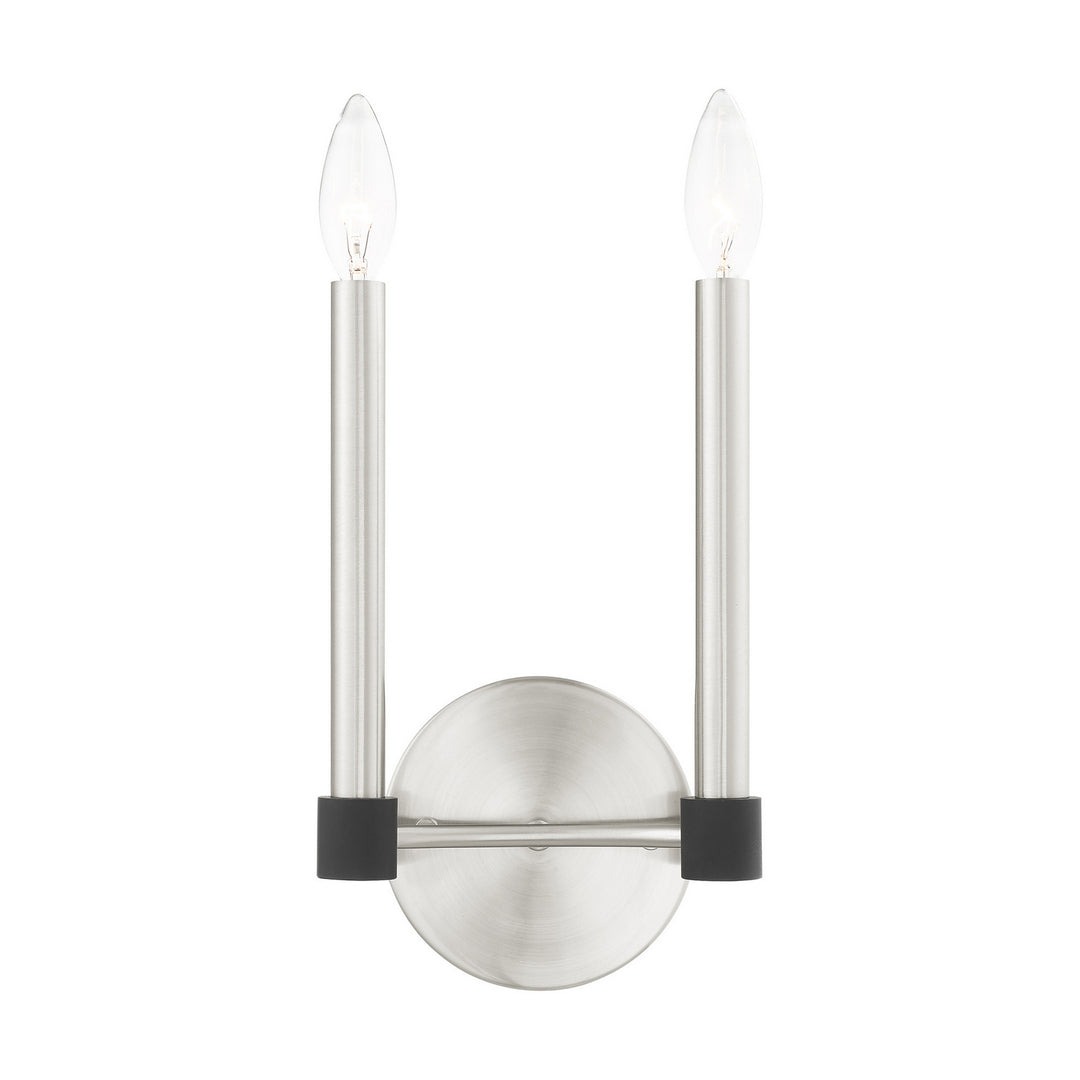 Livex Karlstad 46882-91 Wall Sconce Light - Brushed Nickel w/ Blacks