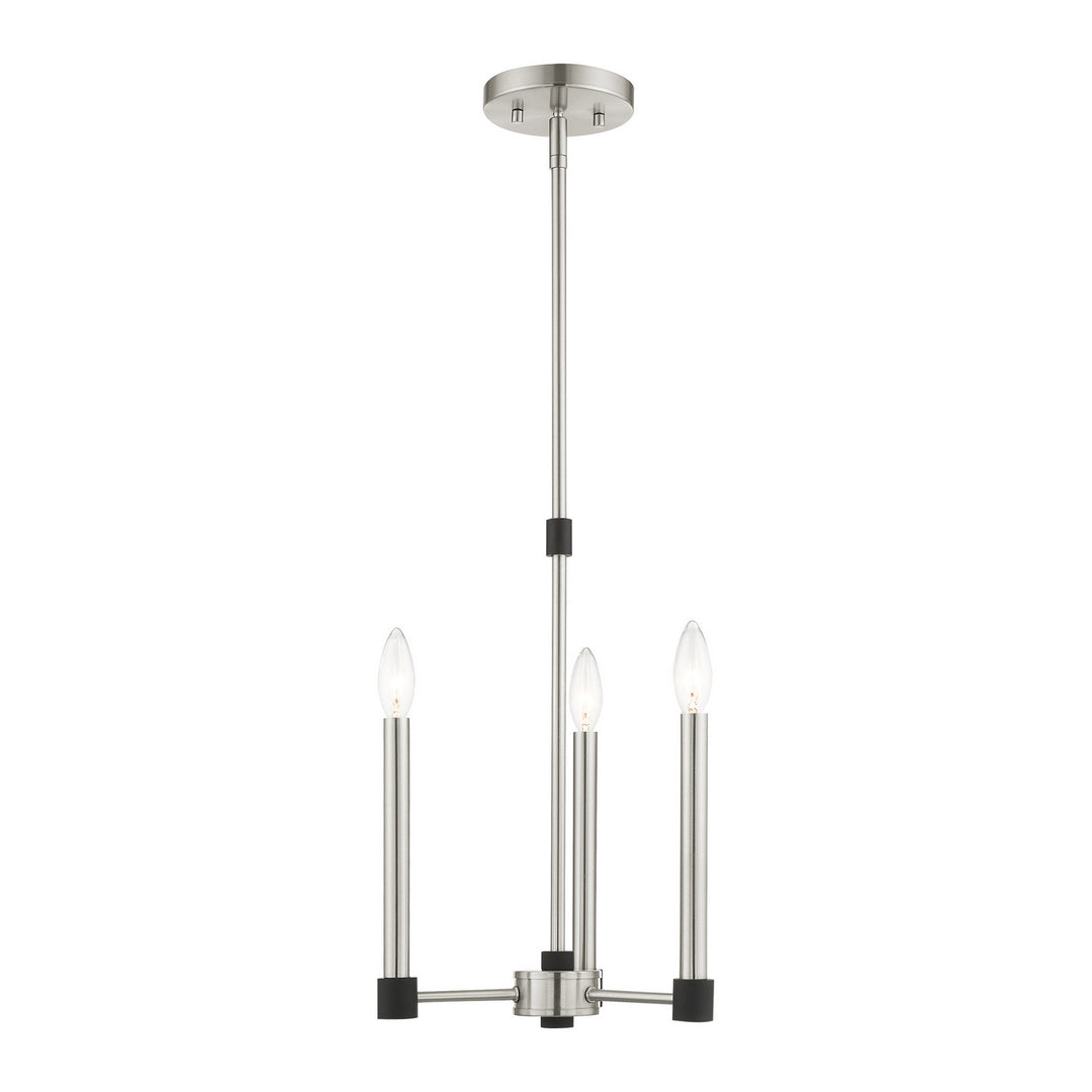 Livex Karlstad 46883-91 Chandelier Light - Brushed Nickel w/ Blacks