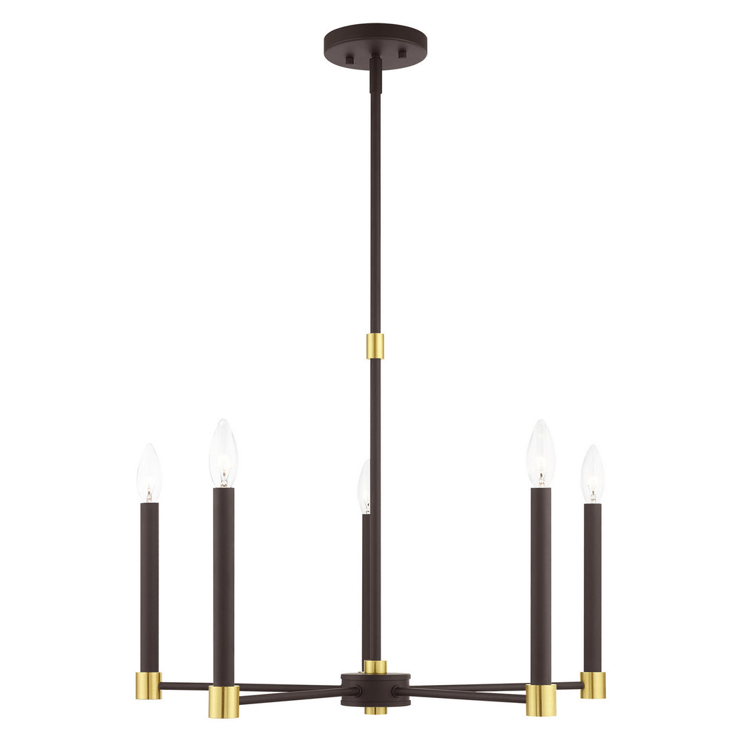 Livex Karlstad 46885-07 Chandelier Light - Bronze w/ Satin Brasss